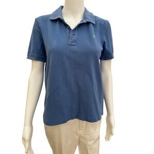 Vintage 90s Ralph Lauren Women’s Blue Polo Shirt Medium